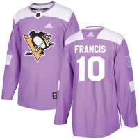 Adidas Pittsburgh Penguins #10 Ron Francis Purple Authentic Fights Cancer Stitched NHL Jersey