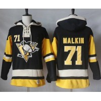 Pittsburgh Penguins #71 Evgeni Malkin Black Alternate Sawyer Hooded Sweatshirt Stitched NHL Jersey