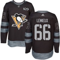 Adidas Pittsburgh Penguins #66 Mario Lemieux Black 1917-2017 100th Anniversary Stitched NHL Jersey