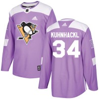 Adidas Pittsburgh Penguins #34 Tom Kuhnhackl Purple Authentic Fights Cancer Stitched NHL Jersey
