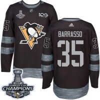 Adidas Pittsburgh Penguins #35 Tom Barrasso Black 1917-2017 100th Anniversary Stanley Cup Finals Champions Stitched NHL Jersey