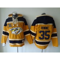 Nashville Predators #35 Pekka Rinne Yellow Sawyer Hooded Sweatshirt Stitched NHL Jersey