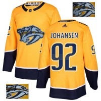 Adidas Nashville Predators #92 Ryan Johansen Yellow Home Authentic Fashion Gold Stitched NHL Jersey