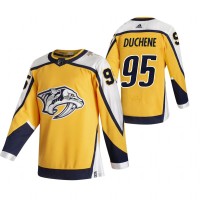 Nashville Nashville Predators #95 Matt Duchene Yellow Men's Adidas 2020-21 Reverse Retro Alternate NHL Jersey