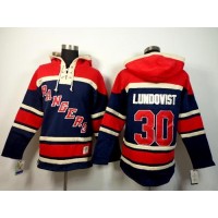New York Rangers #30 Henrik Lundqvist Navy Blue Sawyer Hooded Sweatshirt Stitched NHL Jersey