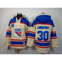 New York Rangers #30 Henrik Lundqvist Cream Sawyer Hooded Sweatshirt Stitched NHL Jersey