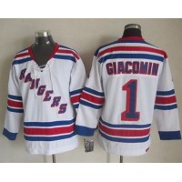 New York Rangers #1 Eddie Giacomin White CCM Throwback Stitched NHL Jersey
