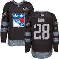 Adidas New York Rangers #28 Tie Domi Black 1917-2017 100th Anniversary Stitched NHL Jersey