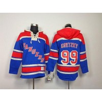 New York Rangers #99 Wayne Gretzky Blue Sawyer Hooded Sweatshirt Stitched NHL Jersey