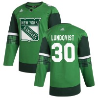 New York New York Rangers #30 Henrik Lundqvist Men's Adidas 2020 St. Patrick's Day Stitched NHL Jersey Green.jpg.jpg