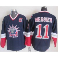New York Rangers #11 Mark Messier Navy Blue CCM Statue of Liberty Stitched NHL Jersey