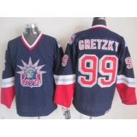 New York Rangers #99 Wayne Gretzky Navy Blue CCM Statue of Liberty Stitched NHL Jersey
