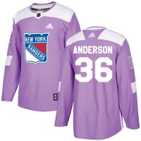 Adidas New York Rangers #36 Glenn Anderson Purple Authentic Fights Cancer Stitched NHL Jersey