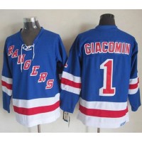 New York Rangers #1 Eddie Giacomin Light Blue CCM Throwback Stitched NHL Jersey