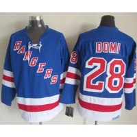 New York Rangers #28 Tie Domi Light Blue CCM Throwback Stitched NHL Jersey