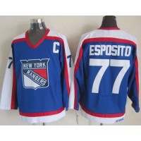 New York Rangers #77 Phil Esposito Blue/White CCM Throwback Stitched NHL Jersey