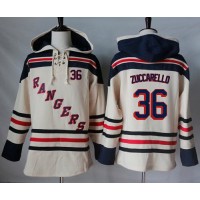 New York Rangers #36 Mats Zuccarello Cream Sawyer Hooded Sweatshirt Stitched NHL Jersey