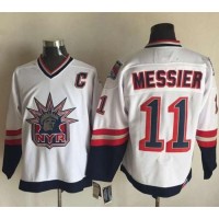 New York Rangers #11 Mark Messier White CCM Statue of Liberty Stitched NHL Jersey
