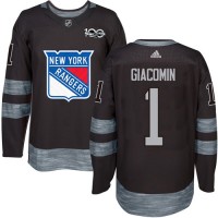 Adidas New York Rangers #1 Eddie Giacomin Black 1917-2017 100th Anniversary Stitched NHL Jersey
