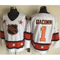 New York Rangers #1 Eddie Giacomin White/Orange All-Star CCM Throwback Stitched NHL Jersey