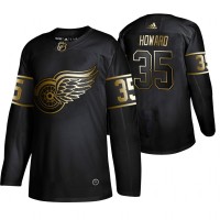 Adidas Detroit Red Wings #35 Jimmy Howard Men's 2019 Black Golden Edition Authentic Stitched NHL Jersey