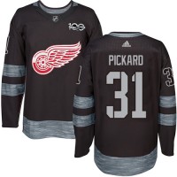 Adidas Detroit Red Wings #31 Calvin Pickard Black 1917-2017 100th Anniversary Stitched NHL Jersey