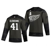Detroit Detroit Red Wings #41 Luke Glendening Adidas 2019 Veterans Day Men's Authentic Practice NHL Jersey Camo