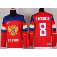 2014 Olympic Team Russia #8 Alexander Ovechkin Red Stitched NHL Jersey