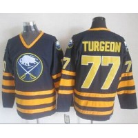 Buffalo Sabres #77 Pierre Turgeon Navy Blue CCM Throwback Stitched NHL Jersey