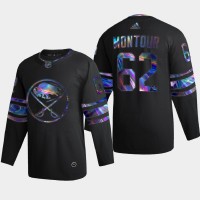 Buffalo Buffalo Sabres #62 Brandon Montour Men's Nike Iridescent Holographic Collection NHL Jersey - Black