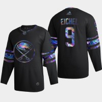 Buffalo Buffalo Sabres #9 Jack Eichel Men's Nike Iridescent Holographic Collection NHL Jersey - Black