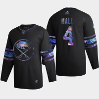 Buffalo Buffalo Sabres #4 Taylor Hall Men's Nike Iridescent Holographic Collection NHL Jersey - Black