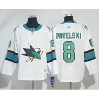Adidas San Jose Sharks #8 Joe Pavelski White Road Authentic Stitched NHL Jersey