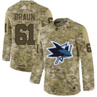 Adidas San Jose Sharks #61 Justin Braun Camo Authentic Stitched NHL Jersey