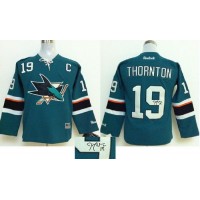 San Jose Sharks #19 Joe Thornton Teal Autographed Stitched NHL Jersey