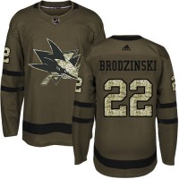 Adidas San Jose Sharks #22 Jonny Brodzinski Green Salute to Service Stitched NHL Jersey