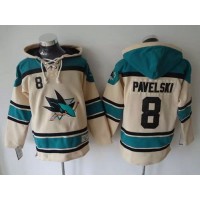San Jose Sharks #8 Joe Pavelski Cream Sawyer Hooded Sweatshirt Stitched NHL Jersey