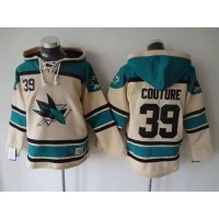 San Jose Sharks #39 Logan Couture Cream Sawyer Hooded Sweatshirt Stitched NHL Jersey