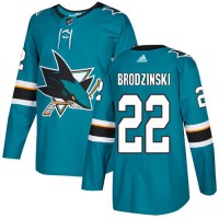 Adidas San Jose Sharks #22 Jonny Brodzinski Teal Home Authentic Stitched NHL Jersey