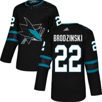 Adidas San Jose Sharks #22 Jonny Brodzinski Black Alternate Authentic Stitched NHL Jersey