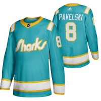 San Jose San Jose Sharks #8 Joe Pavelski Men's Adidas 2020 Throwback Authentic Player NHL Jersey Teal
