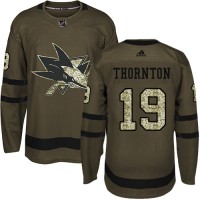 Adidas San Jose Sharks #19 Joe Thornton Green Salute to Service Stitched NHL Jersey