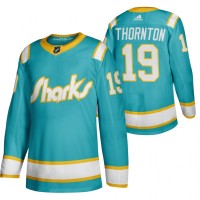 San Jose San Jose Sharks #19 Joe Thornton Men's Adidas 2020 Throwback Authentic Player NHL Jersey Teal