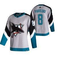 San Jose San Jose Sharks #8 Joe Pavelski Grey Men's Adidas 2020-21 Reverse Retro Alternate NHL Jersey