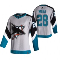 San Jose San Jose Sharks #28 Timo Meier Grey Men's Adidas 2020-21 Reverse Retro Alternate NHL Jersey