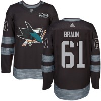 Adidas San Jose Sharks #61 Justin Braun Black 1917-2017 100th Anniversary Stitched NHL Jersey
