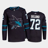 Adidas San Jose Sharks #72 William Eklund Men's 2021-22 Alternate Authentic NHL Jersey - Black