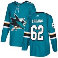 Adidas San Jose Sharks #62 Kevin Labanc Teal Home Authentic Stitched NHL Jersey