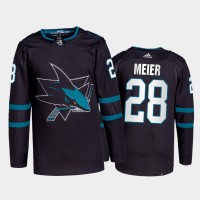 Adidas San Jose Sharks #28 Timo Meier Men's 2021-22 Alternate Authentic NHL Jersey - Black