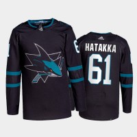 Adidas San Jose Sharks #61 Santeri Hatakka Men's 2021-22 Alternate Authentic NHL Jersey - Black